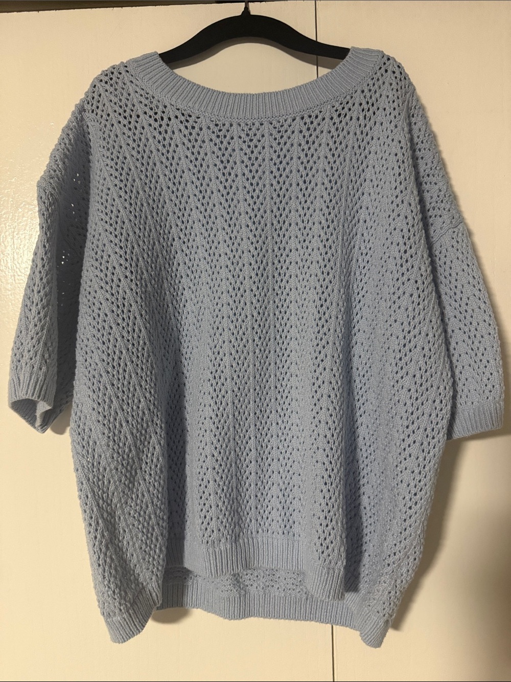 Cat & Jack Light Blue Open-Knit Short Sleeve Sweater